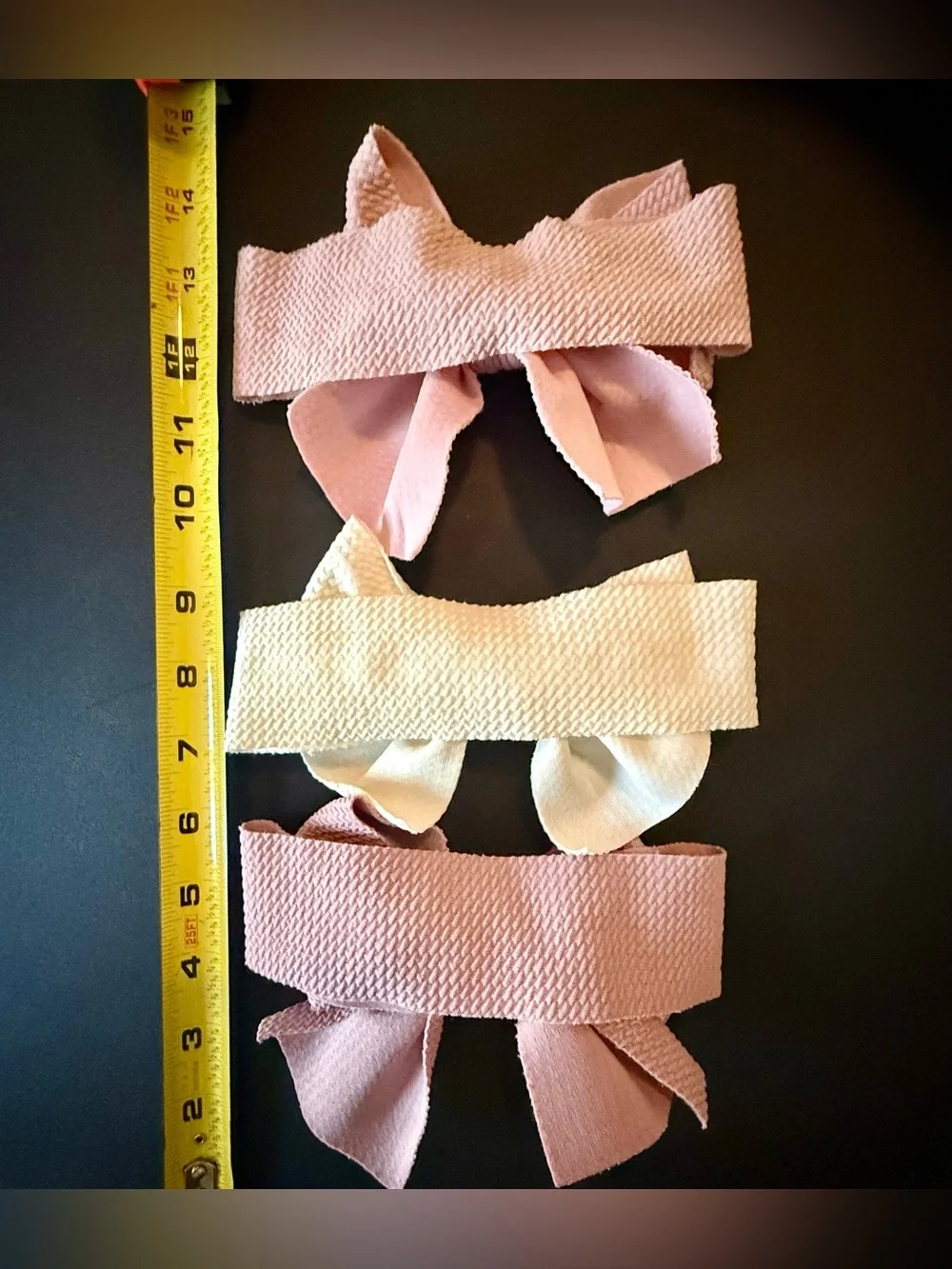 Set of 3 Soft Knit Bow Headband Set for Kids - Pink & Cream